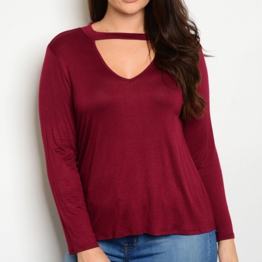 Zenobia Wine Plus Size Top
